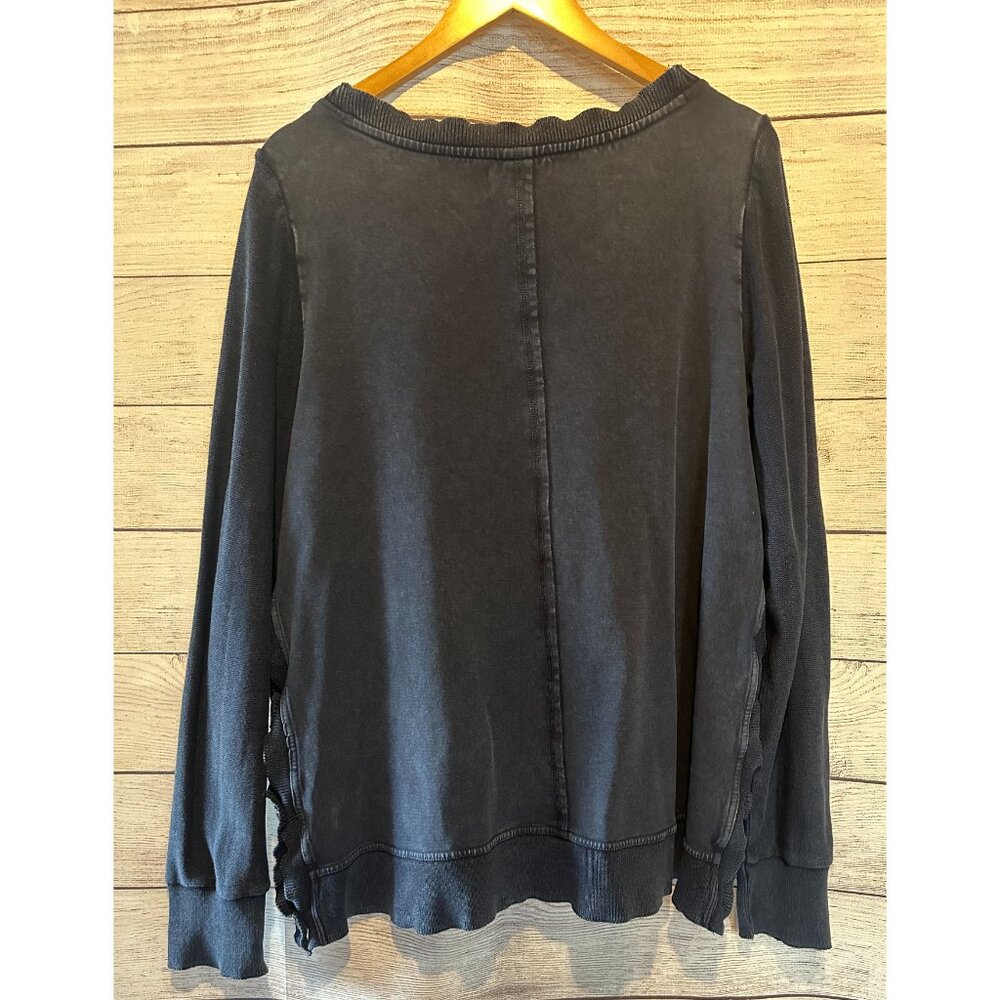 Anthropologie Saturday Sunday Arcana Navy Blue Side Button Sweater Cableknit L - Picture 7 of 12